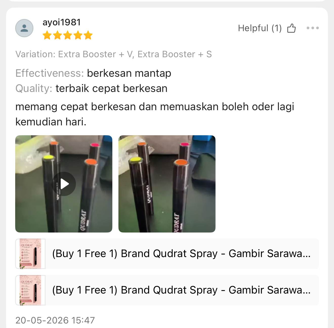 Ulasan pelanggan Qudrat 2
