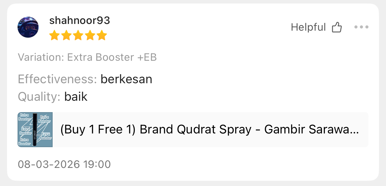 Ulasan pelanggan Qudrat 7